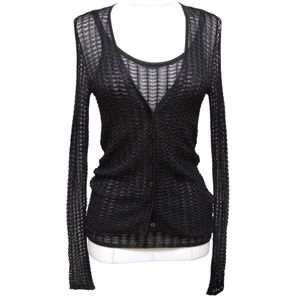 DOLCE & GABBANA Black Sweater Cardigan Knit 2pc Shell Sleeveless Twinset 38 40